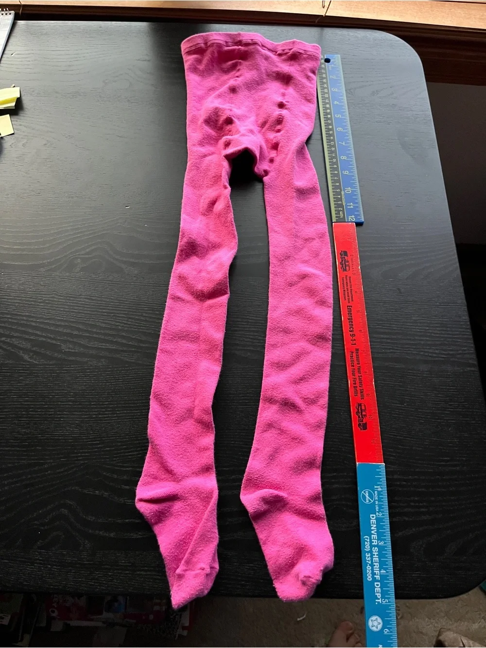 Pink Knit Tights Stockings Size 7-10 Kids Girls Footed Elastic Waist